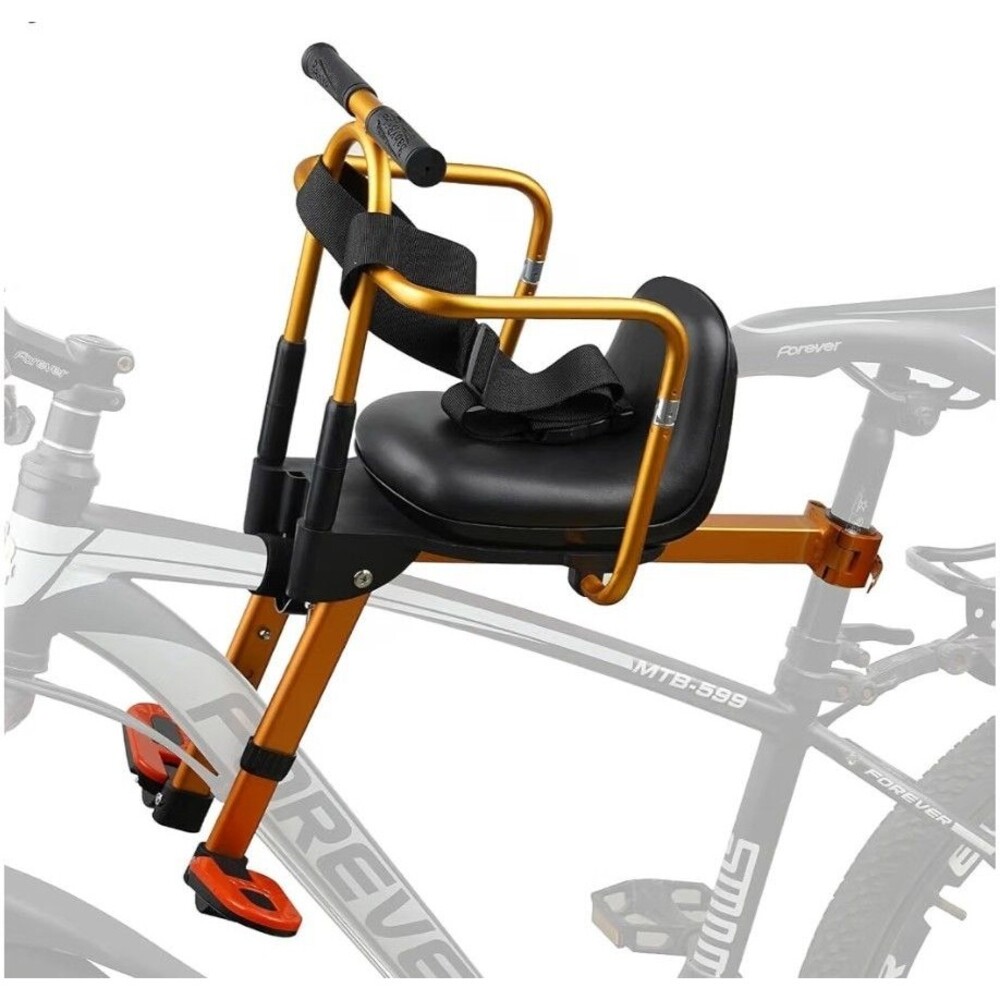 Front-Mounted Child Baby Bike Seat Ages 1-3 Safety Belt Retractable Guardrails